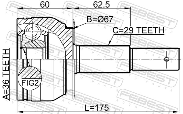 Joint Kit, drive shaft - 0210-D40AT FEBEST