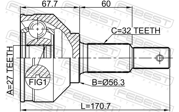 Joint Kit, drive shaft - 0210-J32 FEBEST