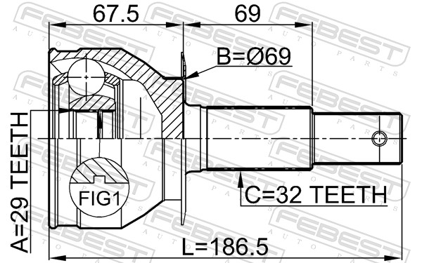 Joint Kit, drive shaft - 0210-R51R FEBEST