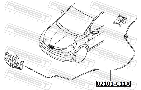 Bonnet Cable - 02101-C11X FEBEST