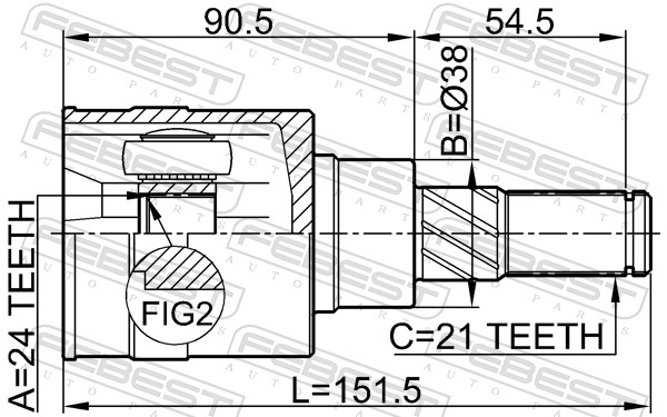 Joint Kit, drive shaft - 0211-T30R FEBEST