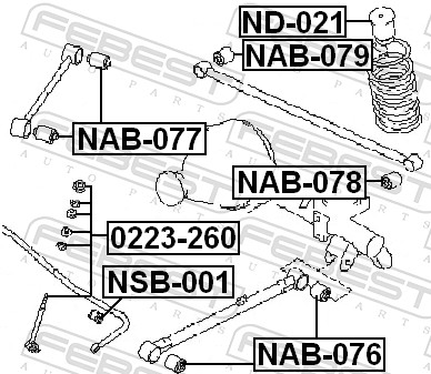 Rod/Strut, stabiliser - 0223-260 FEBEST