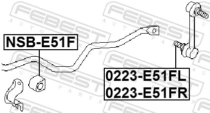 Тяга / стойка, стабилизатор - 0223-E51FR FEBEST