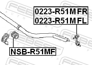 Rod/Strut, stabiliser - 0223-R51MFL FEBEST