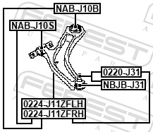 Track Control Arm - 0224-J11ZFLH FEBEST