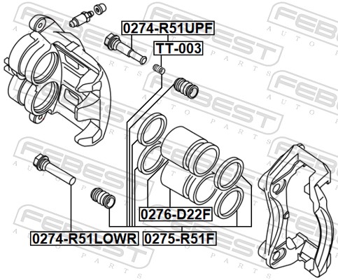 Guide Bolt, brake caliper - 0274-R51LOWF FEBEST