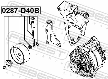 Tensioner Pulley, V-ribbed belt - 0287-D40B FEBEST