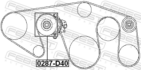 Tensioner Pulley, V-ribbed belt - 0287-D40 FEBEST