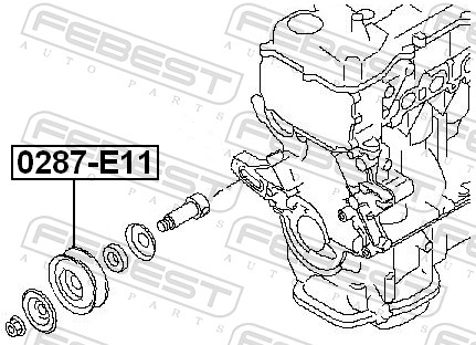 Tensioner Pulley, V-ribbed belt - 0287-E11 FEBEST