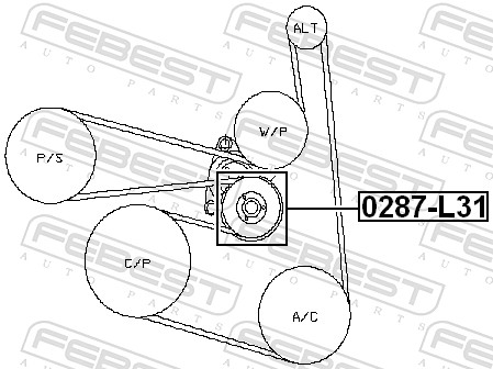 Tensioner Pulley, V-ribbed belt - 0287-L31 FEBEST