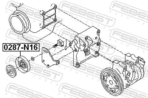 Tensioner Pulley, V-ribbed belt - 0287-N16 FEBEST