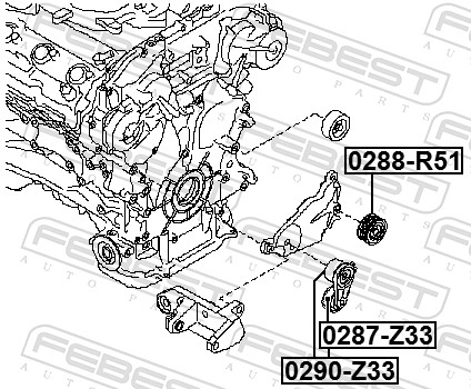 Tensioner Pulley, V-ribbed belt - 0287-Z33 FEBEST