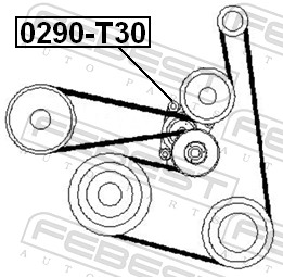 Belt Tensioner, V-ribbed belt - 0290-T30 FEBEST