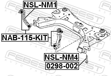 Fastening Bolt, axle carrier - 0298-002 FEBEST