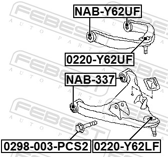 Perno fissaggio, Braccio oscillante - 0298-003-PCS2 FEBEST