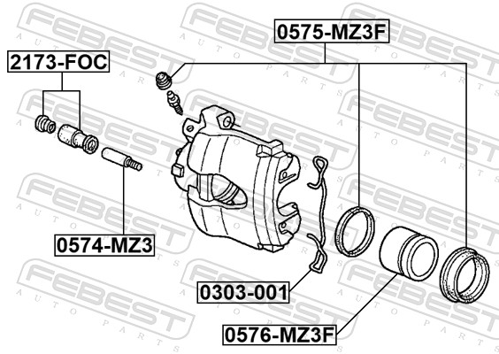 Molla, Pastiglia freno - 0303-001 FEBEST