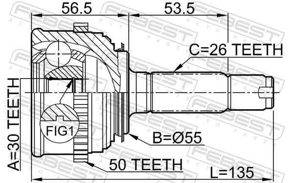 Joint Kit, drive shaft - 0310-024A50 FEBEST