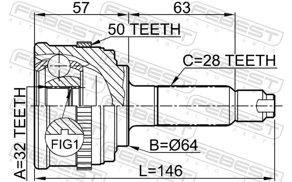 Joint Kit, drive shaft - 0310-033A50 FEBEST