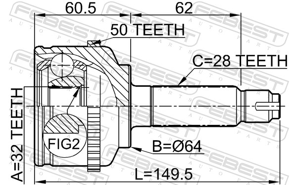 Joint Kit, drive shaft - 0310-CGA50 FEBEST