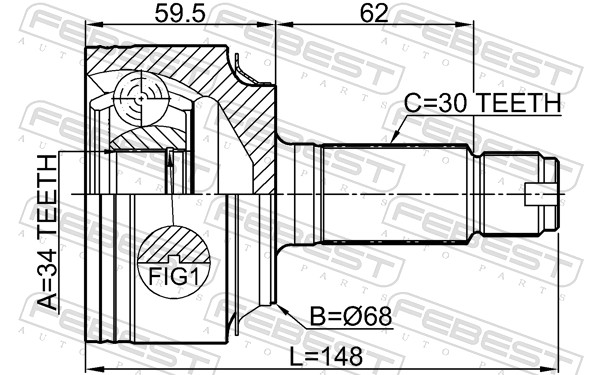 Joint Kit, drive shaft - 0310-CRVDI FEBEST