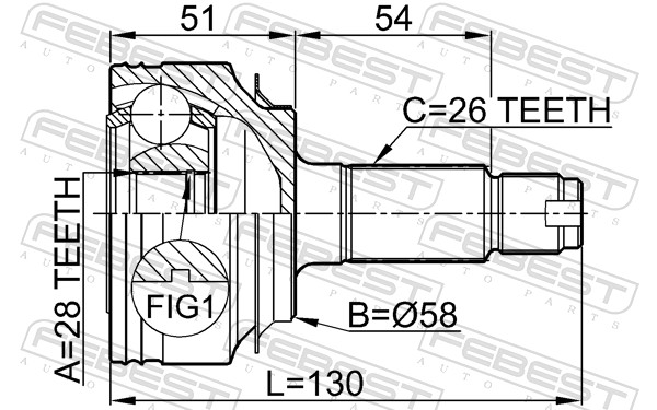 Joint Kit, drive shaft - 0310-FDAT FEBEST