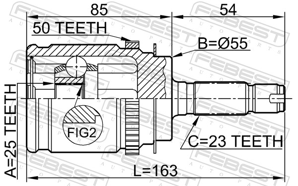 Joint Kit, drive shaft - 0310-RD1RA50 FEBEST