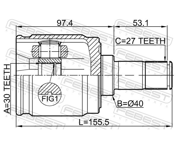Joint Kit, drive shaft - 0311-CRVATLH FEBEST