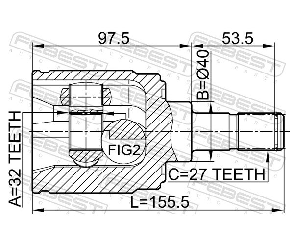 Joint Kit, drive shaft - 0311-CRVMTRH FEBEST