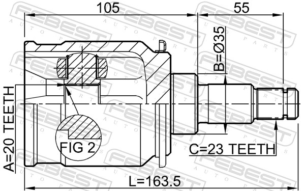 Joint Kit, drive shaft - 0311-RELHR FEBEST