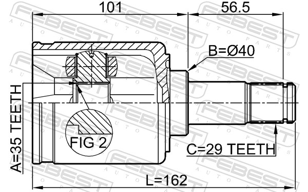 Joint Kit, drive shaft - 0311-YD2LH FEBEST