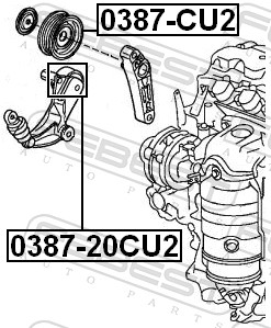 Tensioner Pulley, V-ribbed belt - 0387-CU2 FEBEST