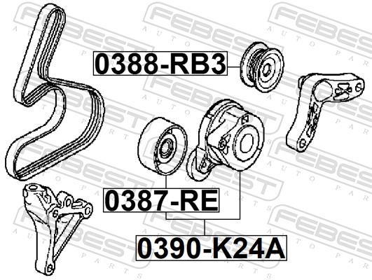 Belt Tensioner, V-ribbed belt - 0390-K24A FEBEST