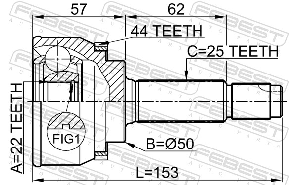 Joint Kit, drive shaft - 0410-004A44 FEBEST