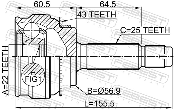 Joint Kit, drive shaft - 0410-CSA43 FEBEST
