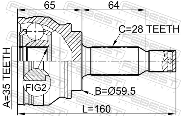 Joint Kit, drive shaft - 0410-CW5 FEBEST