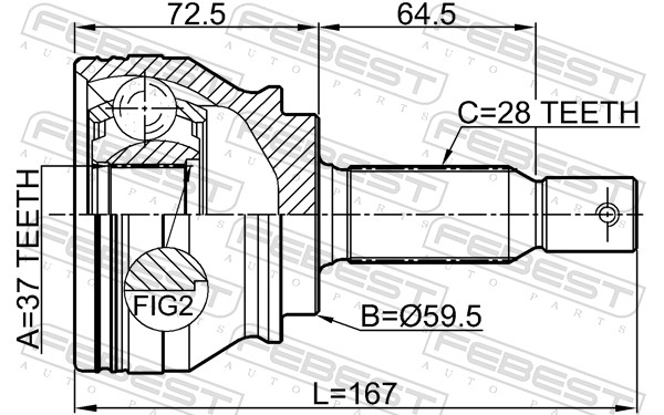 Joint Kit, drive shaft - 0410-CW6 FEBEST