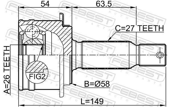 Joint Kit, drive shaft - 0410-CWRR FEBEST