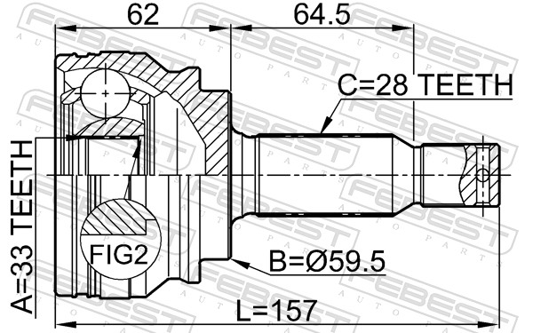 Joint Kit, drive shaft - 0410-CY34 FEBEST