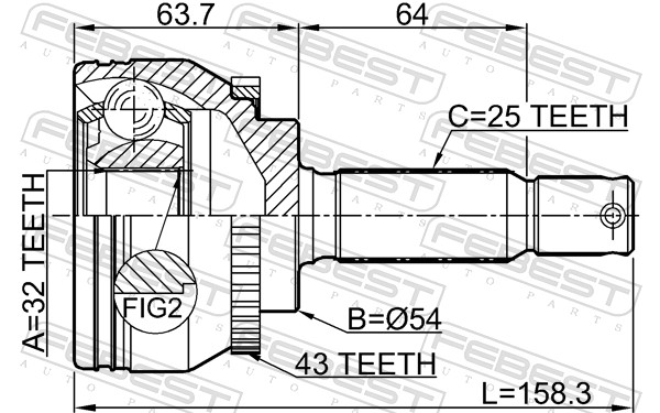Joint Kit, drive shaft - 0410-EA3A43 FEBEST