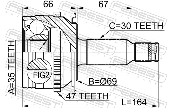 Joint Kit, drive shaft - 0410-KB4A47 FEBEST