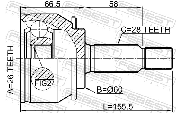 Joint Kit, drive shaft - 0410-NA4 FEBEST