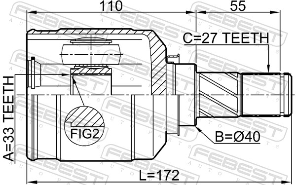Joint Kit, drive shaft - 0411-GACVTLH FEBEST