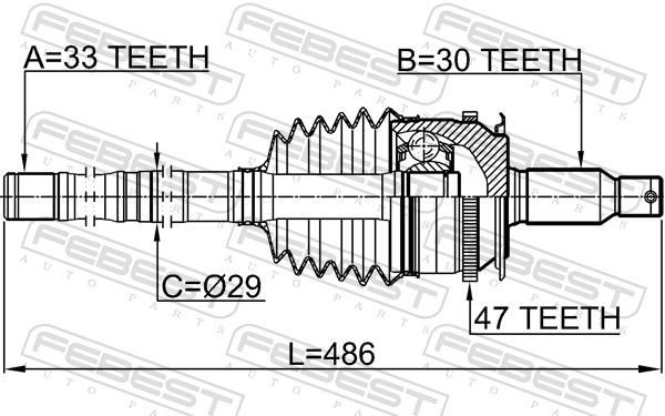Joint Kit, drive shaft - 0414-KB4A47L FEBEST