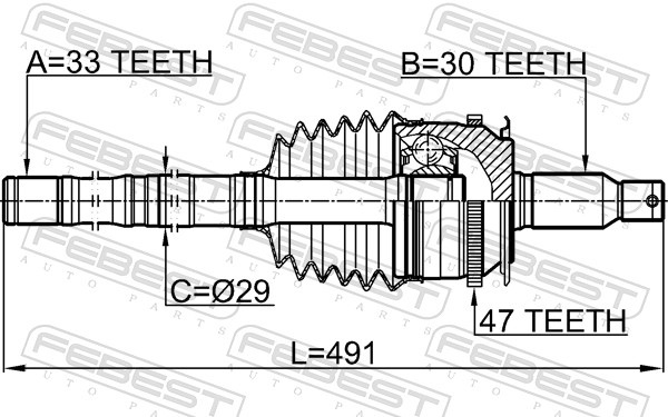 Joint Kit, drive shaft - 0414-KB4A47R FEBEST