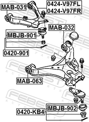 Track Control Arm - 0424-V97FR FEBEST