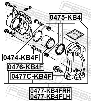 Kit riparazione, Pinza freno - 0475-KB4 FEBEST