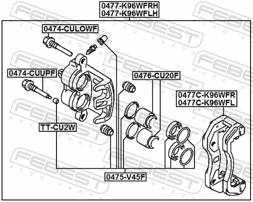 Ремкомплект, тормозной суппорт - 0475-V45F FEBEST
