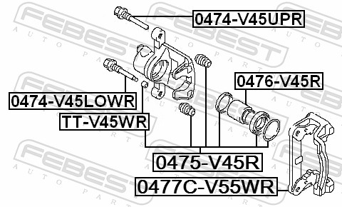 Repair Kit, brake caliper - 0475-V45R FEBEST