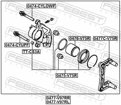 Repair Kit, brake caliper - 0475-V75R FEBEST