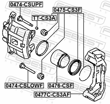 Комплект поддержки корпуса скобы тормоза - 0477C-CS3AF FEBEST